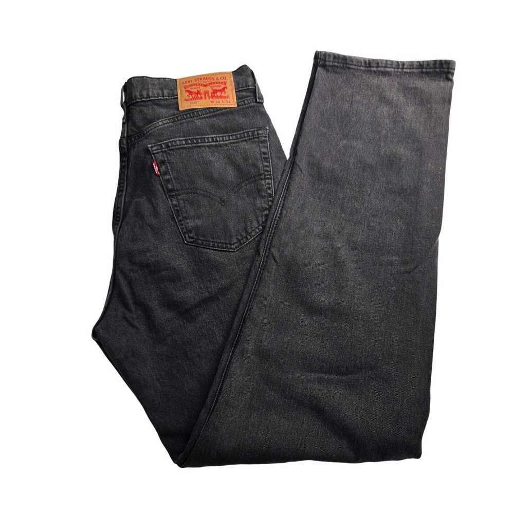 Levi's Straight Leg Jeans Mens 34x34 Washed Black Faded Denim Classic Fit - Picture 2 of 16